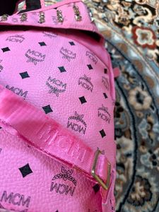 Pink MCM Studded Backpack