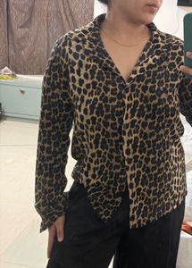 Shein Leopard Print Button-Up Shirt