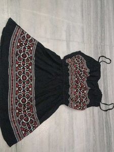Boho Embroidered Black Mini Dress