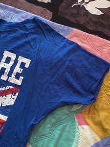Royal blue oversized graphic crop tee