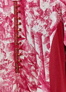 Chic Pink &amp; White Abstract Print Kurta.