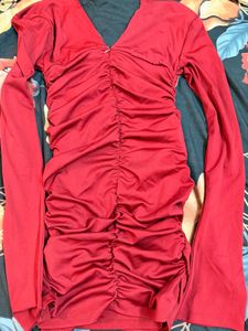 OUTCAST Stunning Red Ruched Bodycon Dress