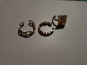 Set of 3 Gold Tone Statement Rings