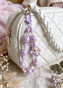Lavender Angel Doll Beaded Bag Charm