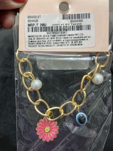 Gold Chain Bracelet with Flower Charm