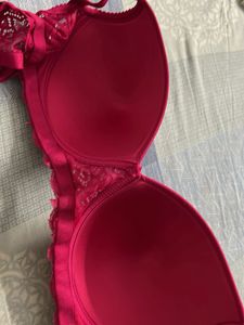 Pink Lace Trim Bra