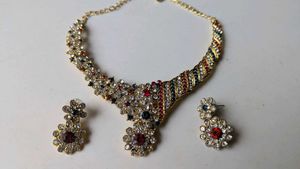 Stunning Red, White & Blue Gemstone Jewelry Set