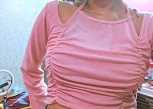 Y2K Pink Ruched Crop Top LIKE NEW (less dilivery)