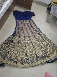 Blue Embroidered Ethnic Gown