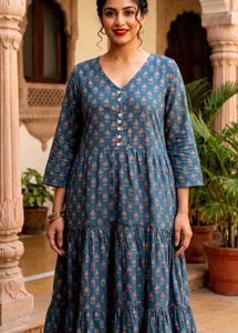 Divena Bohemian Print Tiered V-Neck Kurta