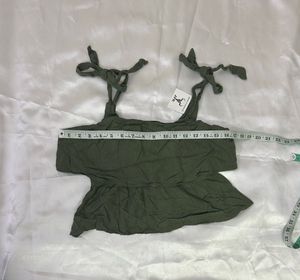 IMPORTED Chic Olive Green Ruffle Camisole Top