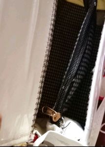White Slingbag With Golden Chain For Girls And Wom