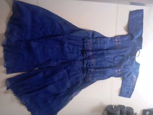 Royal Blue Silk Sharara Set