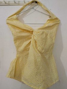 Yellow Gingham Halter Top