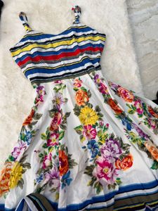 Colorful Striped Floral Summer Dress