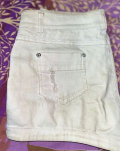 Embellished Denim white Shorts