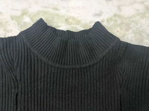 Wool Midi Black Dress