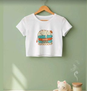 Cute Nap Time Cat Crop Top