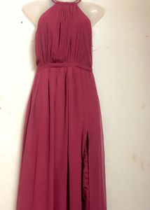Burgundy Halter Maxi Dress