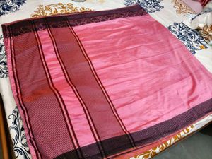 Pink Saree with Striped Border