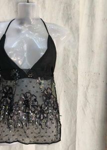 Sparkling Black Halter Top