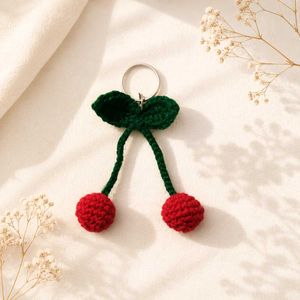 Crocheted Cherry Keychain