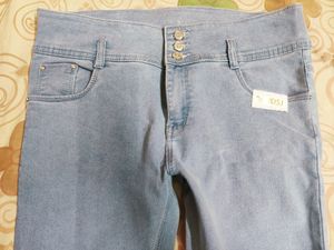 A Brand New Denim Jeans With 3 Solid Buttons