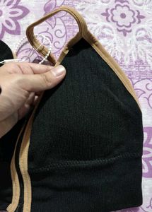 Savana Black Zip Front Sports Bra