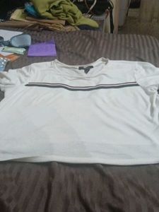 Classic White Tee with Stripe Detail