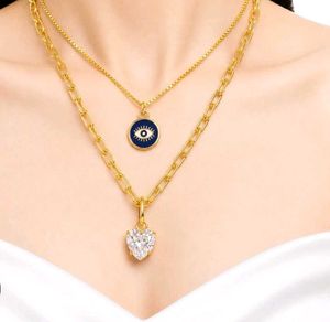 Layered Gold Chain Necklace with Charm