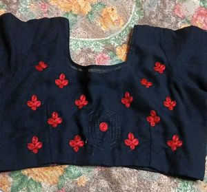 Black Blouse with Red Trim