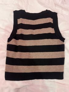 Zara Striped Sleeveless Knit Top