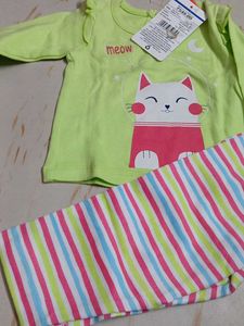 3-6 mnth new Cute Cat Print Cotton Pajama Set