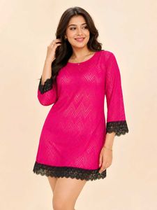 🔥BUY 1, GET 2 FREE🔥 Pink Lace Trim Dress