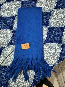 Vibrant Electric Blue Mohair Scarf