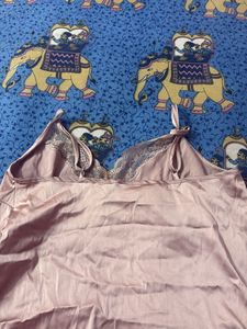 Pink Satin Lace Cami Top
