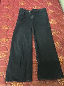 Wide Leg Black Denim Jeans
