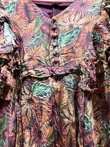 Floral Print Ruffled Midi Dress
