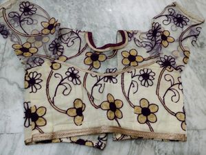 Unique Violet Chiffon Saree+Blouse+Freegift-₹200🤩