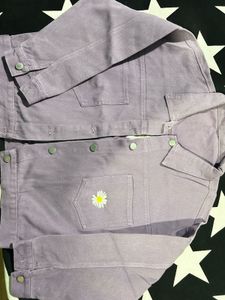 Lavender Denim Jacket with Daisy Embroidery