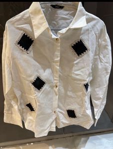 ONLY White Shirt with Black Patch Detail