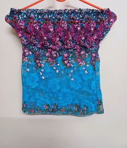 Blue Net Tube Top