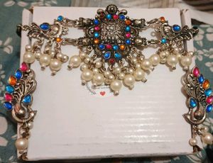 Oxidised Peacock Jhumka Set