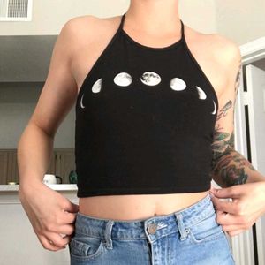 I. Black Moon Phases Halter Top
