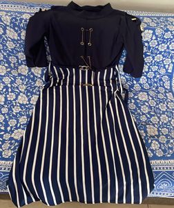 Chic Navy & White Striped Dress