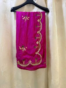 Dark Pink Embroidered Saree