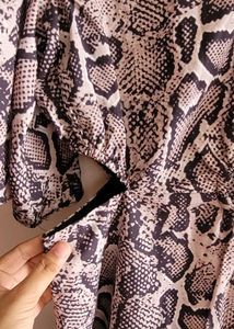 Snake Print Cut-Out Midi Dress