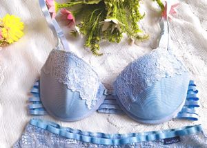Blue Lace Trim Padded Bra with beautiful brief 👍
