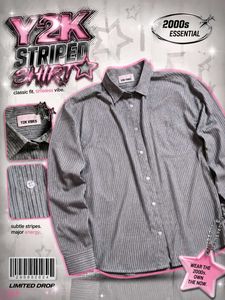 Y2K Striped Button-Up Shirt / unisex