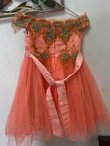 Orange Tulle Party Dress For Baby Girl